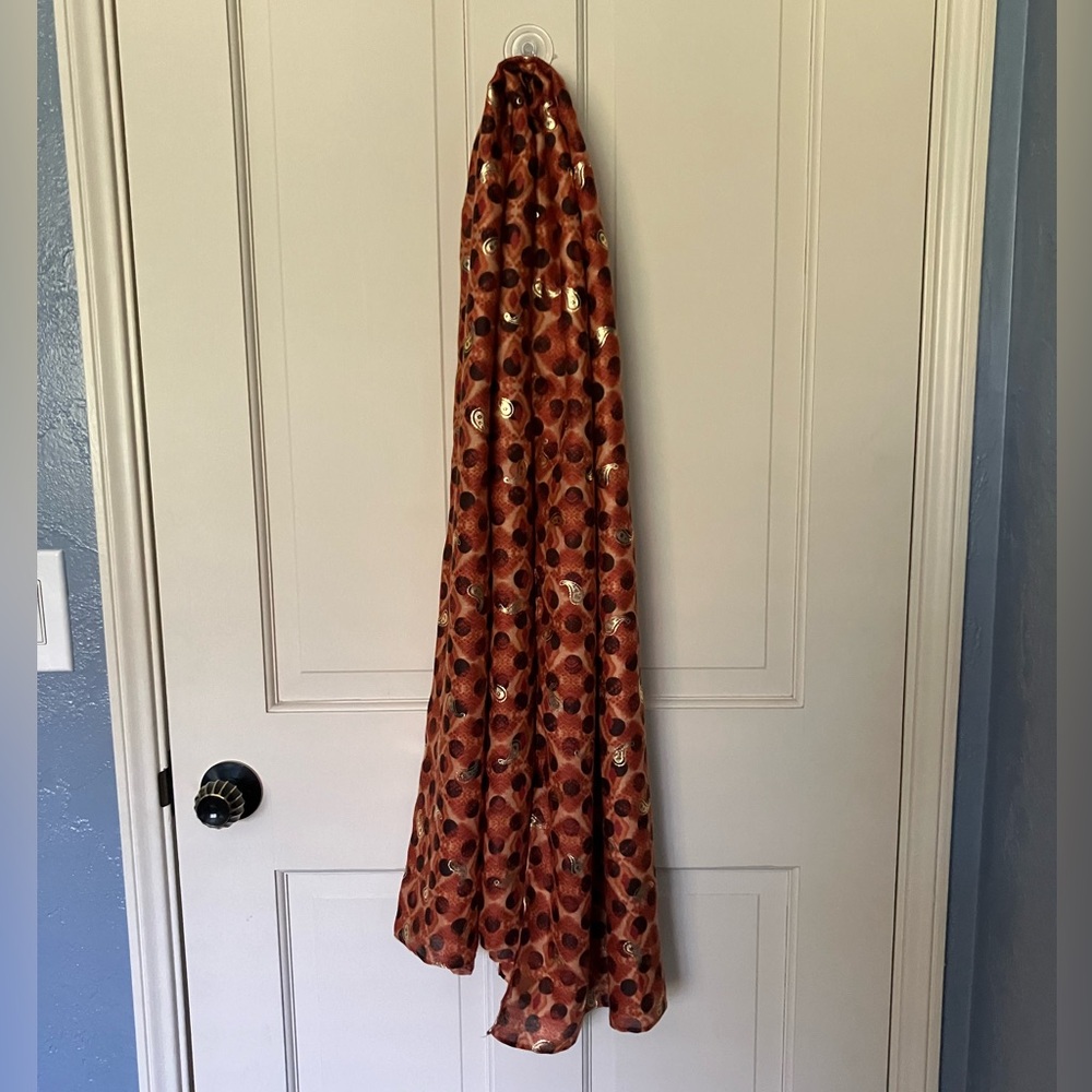 Orange, Rust and Gold Patterned Scarf - New